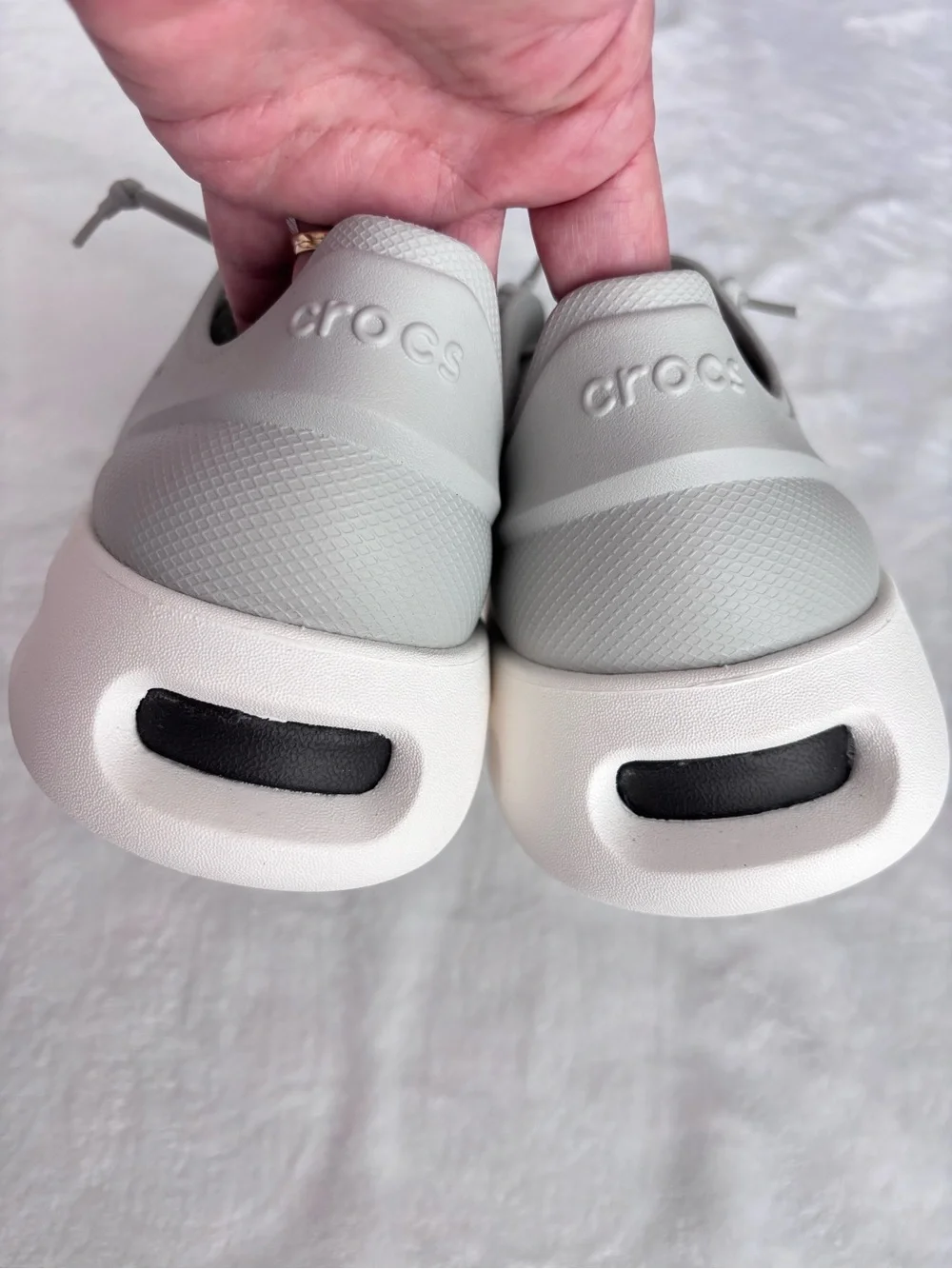 CROCS Men's InMotion LiteRide Gray & White Pacer Lace-Up Sneakers--NEW--12